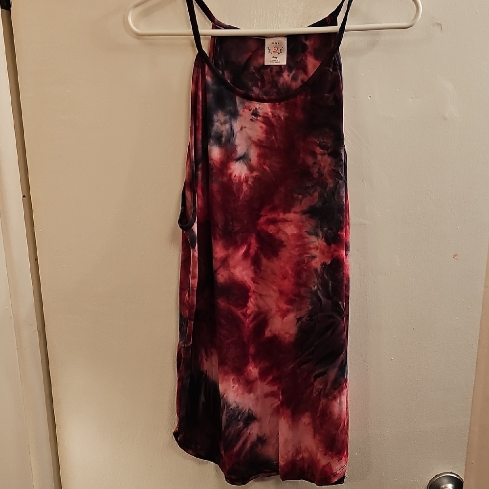 Asymmetrical Red and Black Tank Top